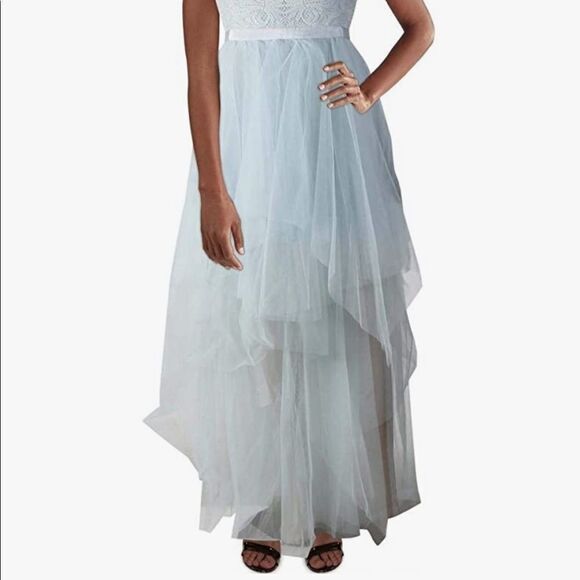 bcbgmaxazria embroidered tulle ruffle dress BCBGMAXAZRIA 'Tulle' Gown – HONEY HIRE BOUTIQUE